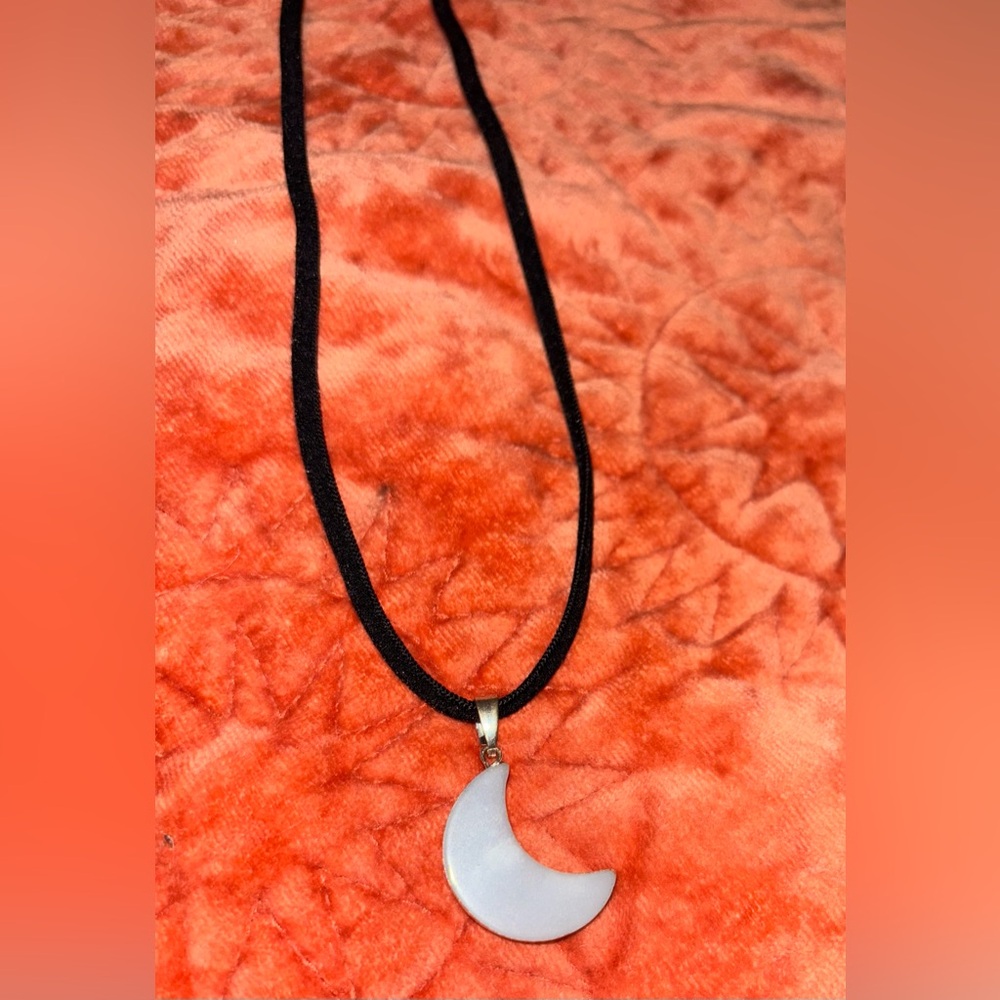 Handmade Crescent Moon - Adjustable Choker on Black Necklace
